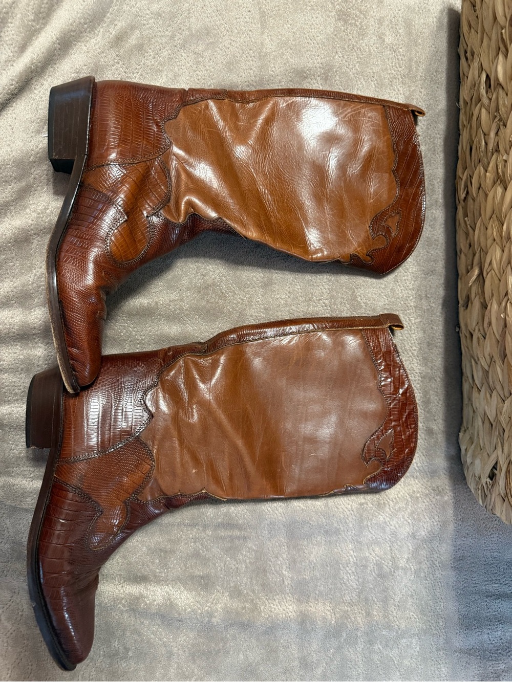 Joan & David Brown Leather Mid-Calf Western Boots